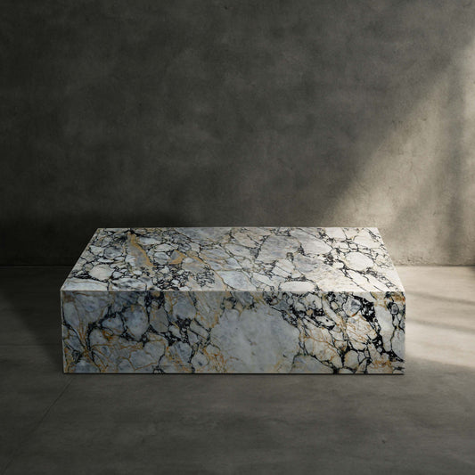 Small Block Coffee Table – Arabescato Viola Marble