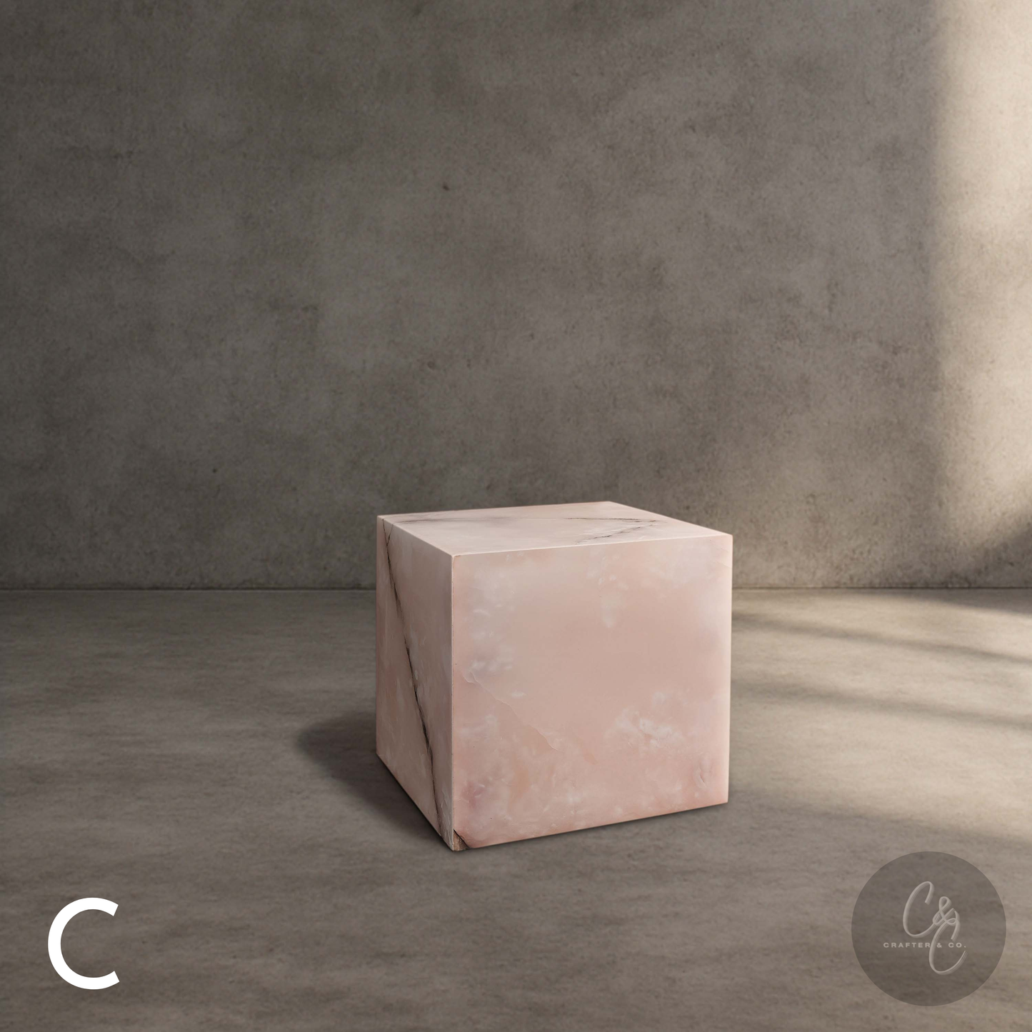 Cube Side Table - Pink Onyx