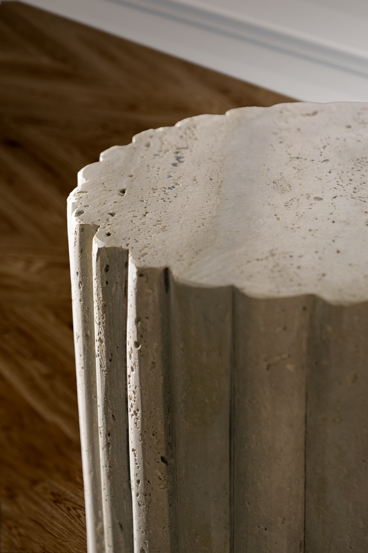"Sturdy Handcrafted Fluted Plinth combining classical elegance with contemporary style."