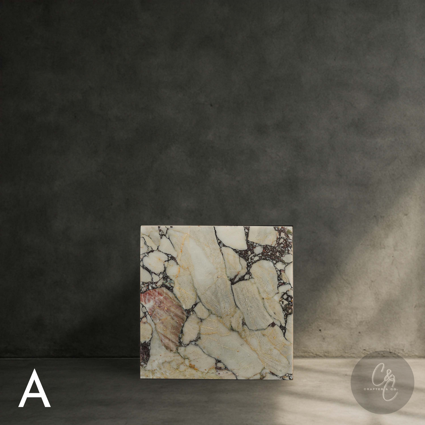 Cube Side Table - Breccia Capraia Marble