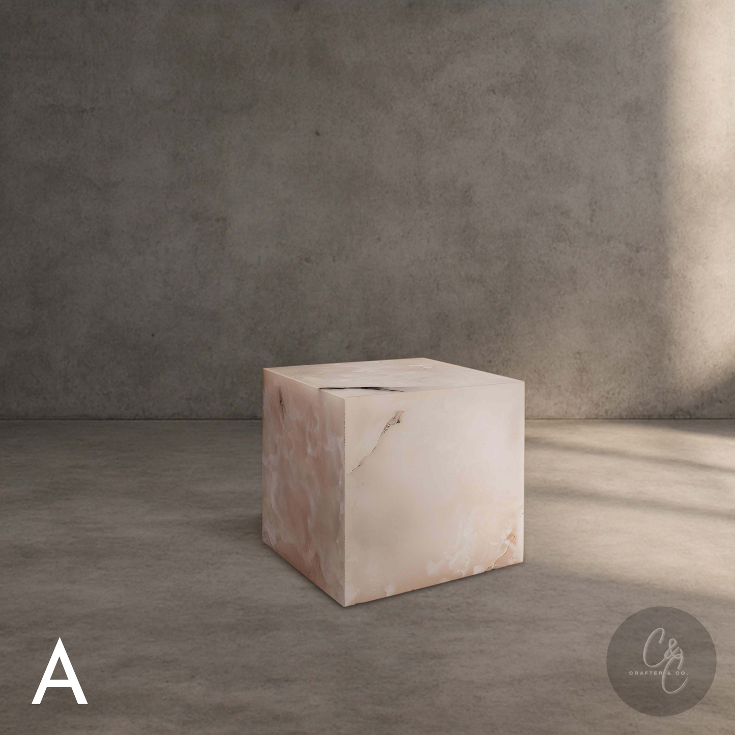 Cube Side Table - Pink Onyx