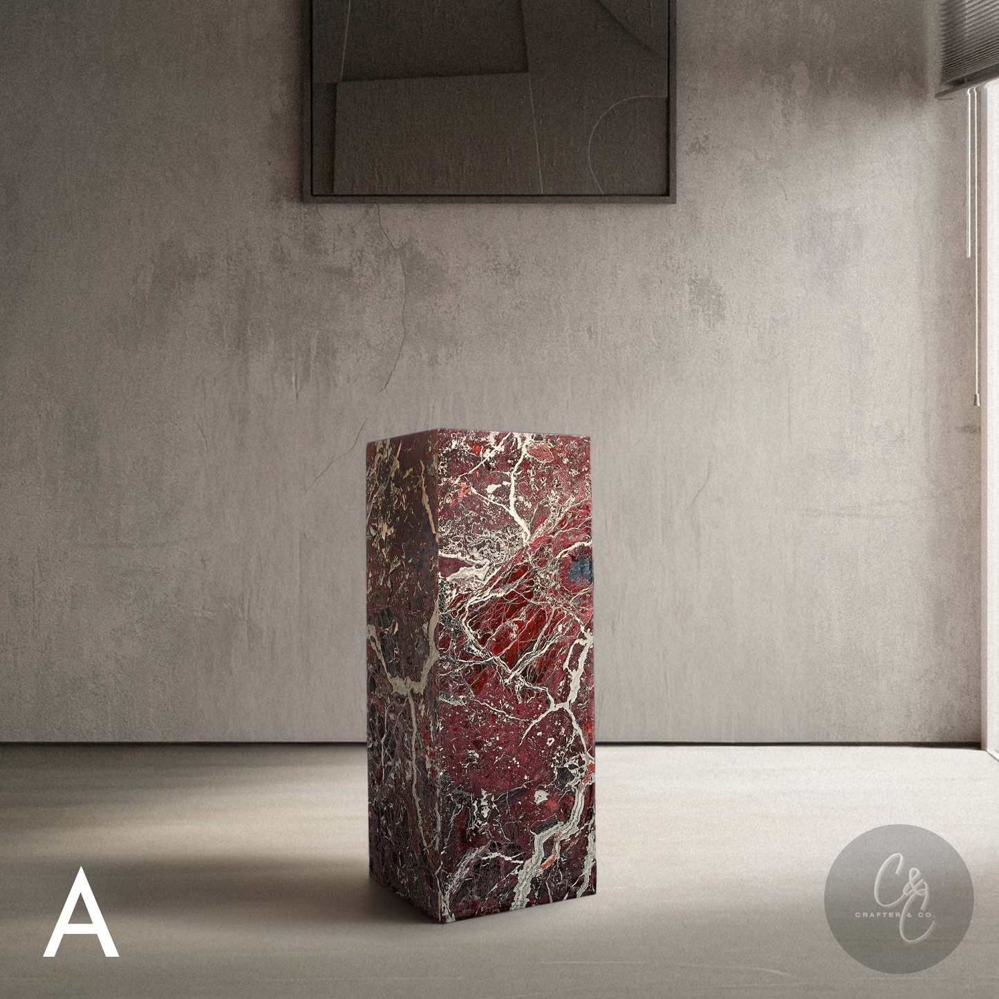 Rosso Levento Marble Plinth