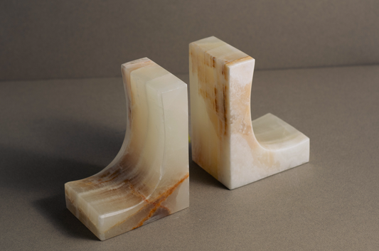 Luxury White Onyx Bookends for bookshelves and home offices