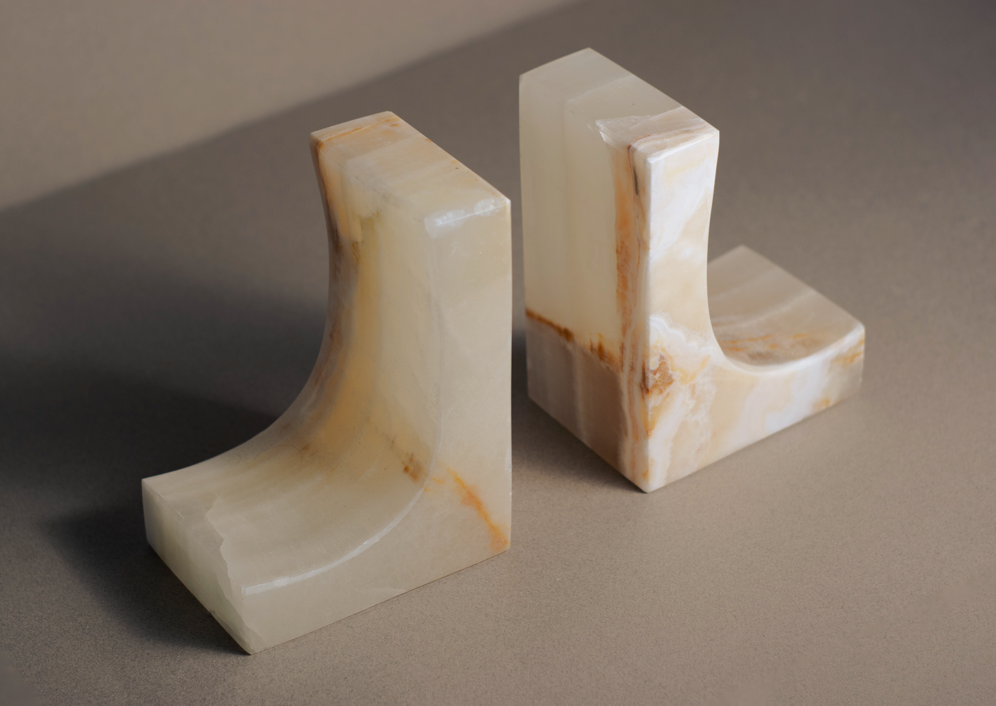 Hand carved White Onyx Bookends for modern home decor.