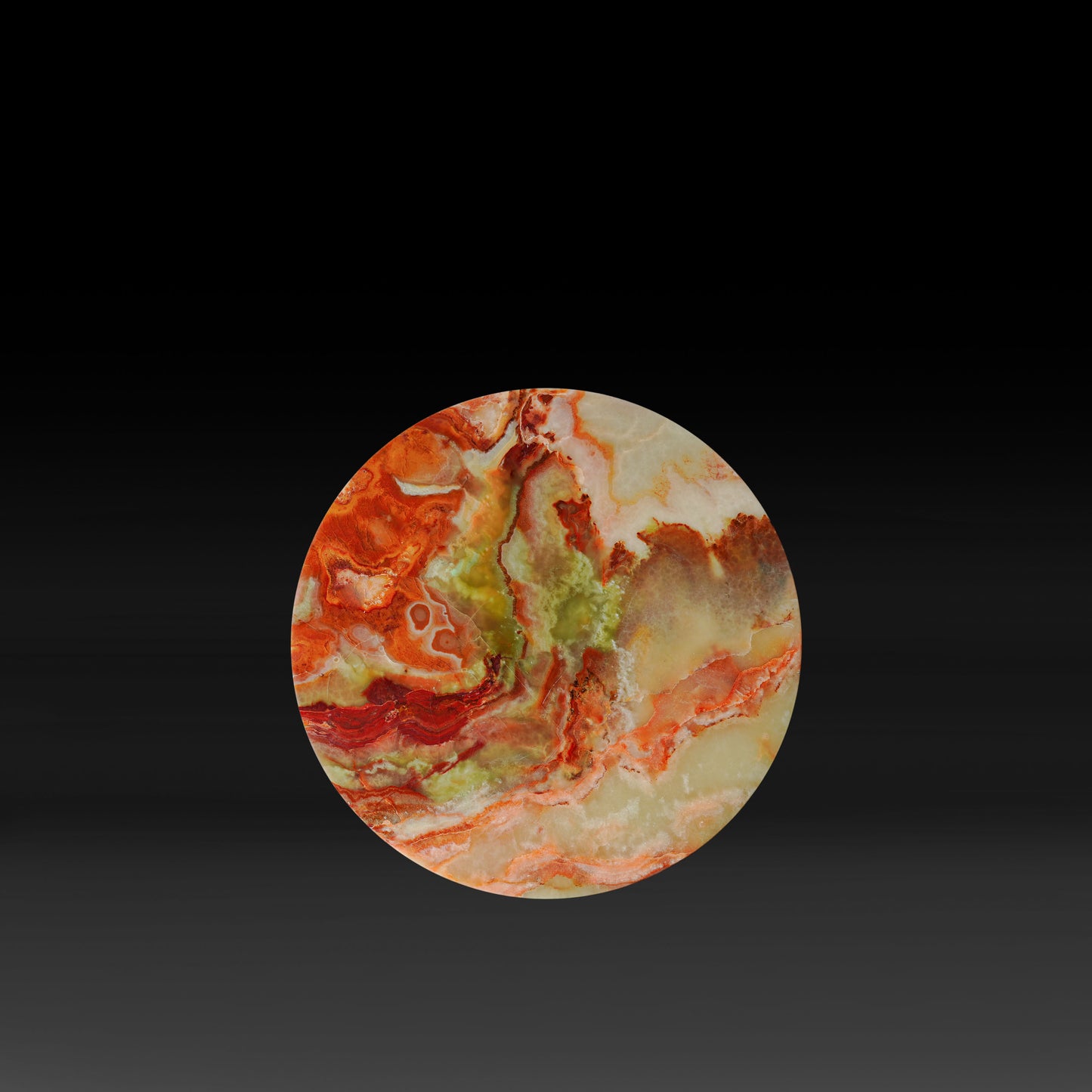 Top view of Luna Green Onyx Side Table showing natural green onyx veining