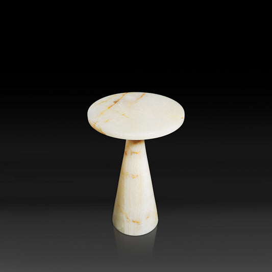 Luna White Onyx Side Table angled view