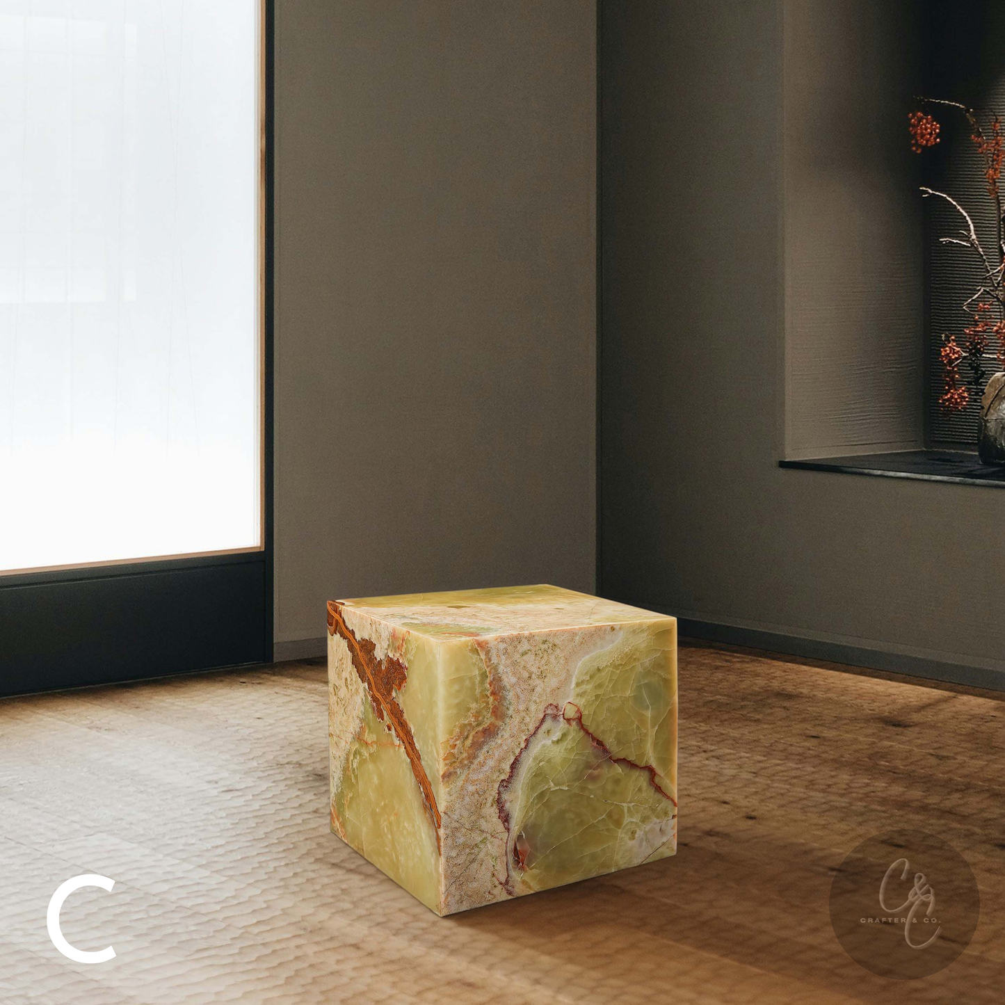 Cube Side Table - Green Onyx