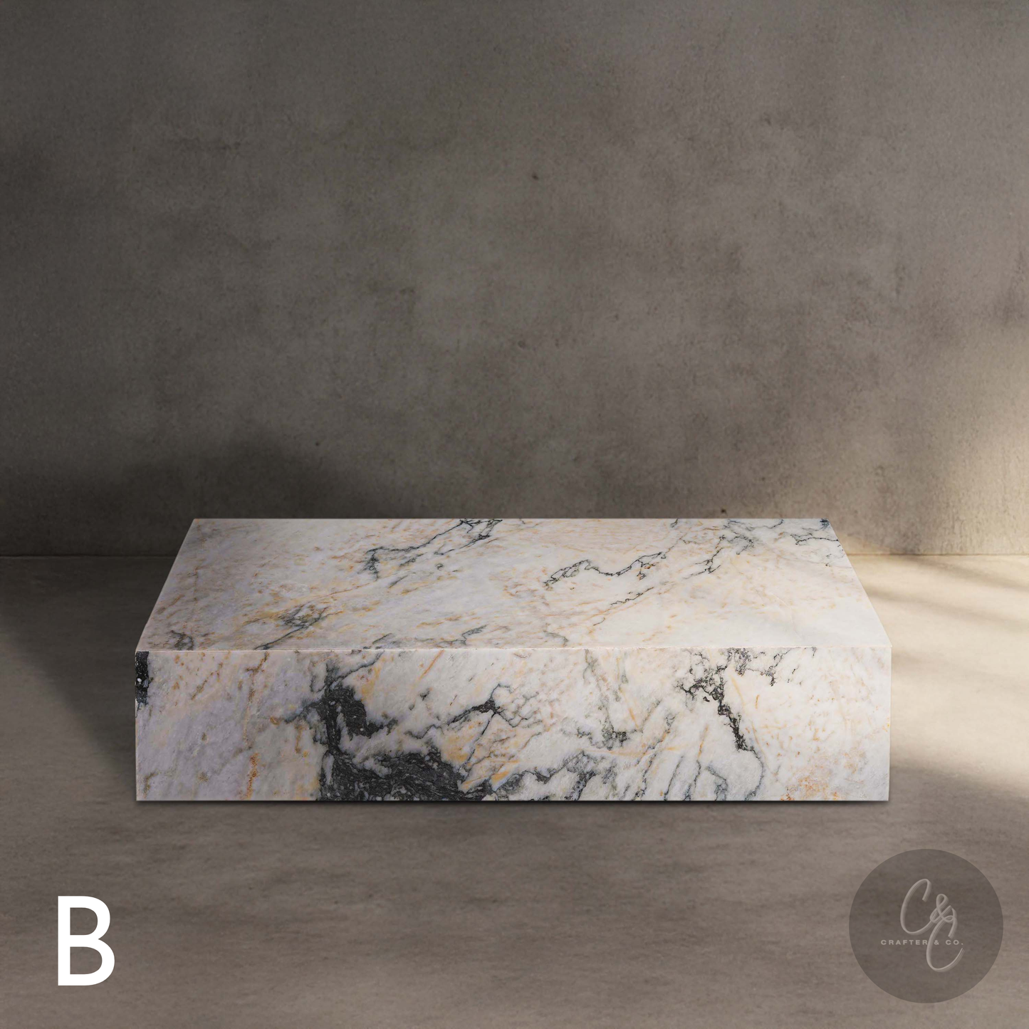 Large Block Coffee Table – Calacatta Monet Marble