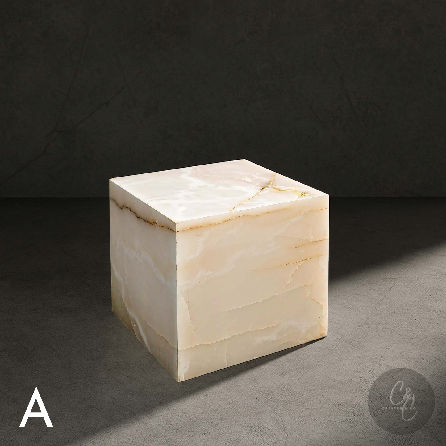 Cube Side Table - White Onyx