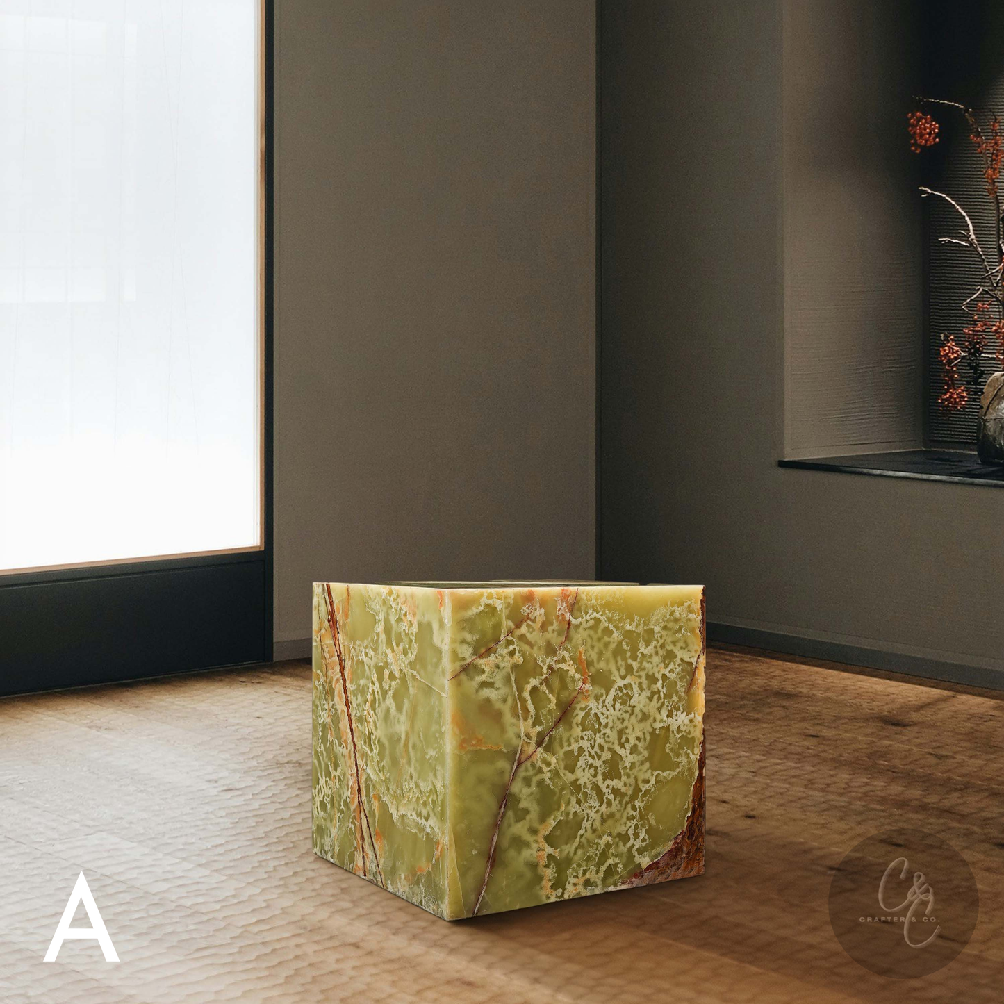 Cube Side Table - Green Onyx