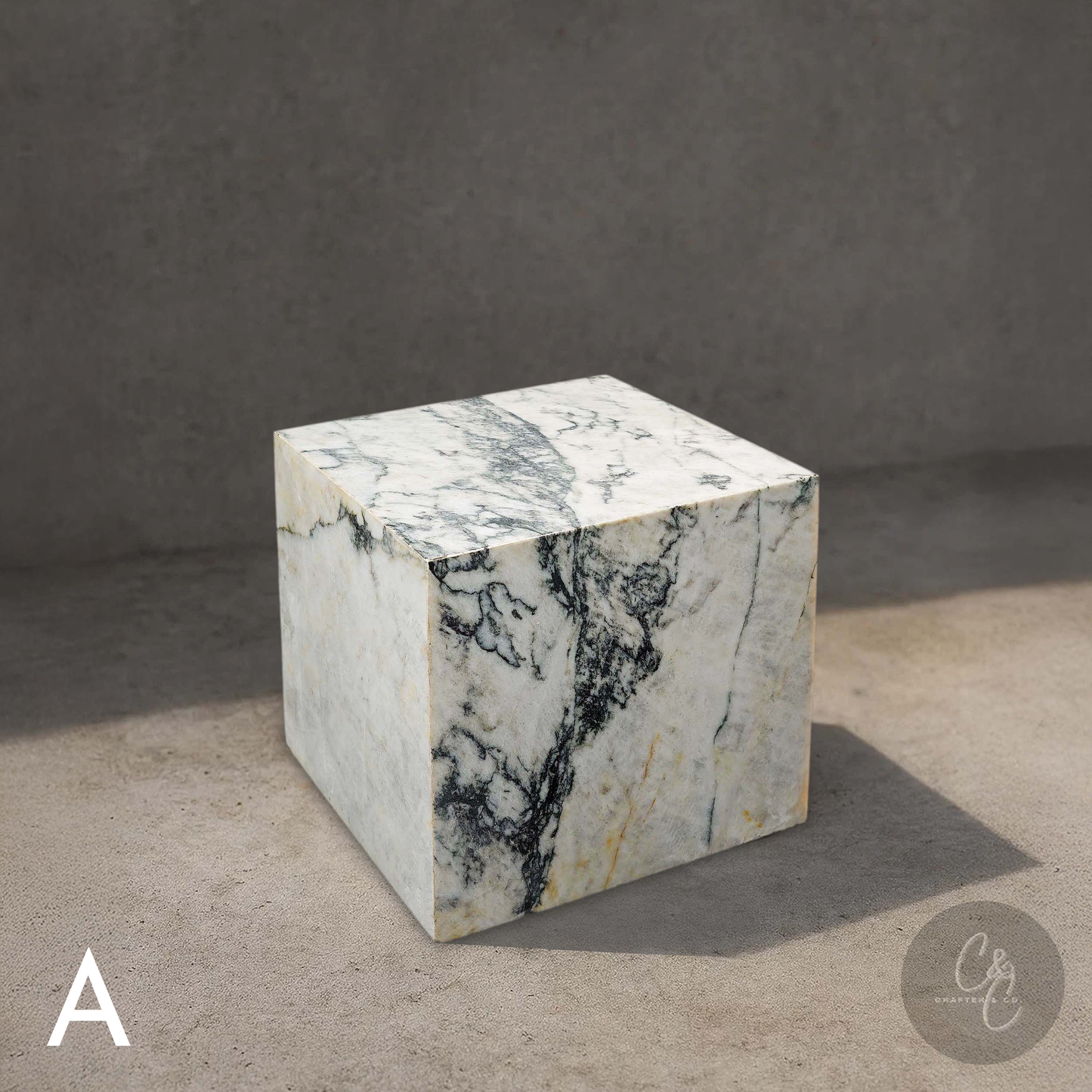 Cube Side Table - Calacatta Monet Marble