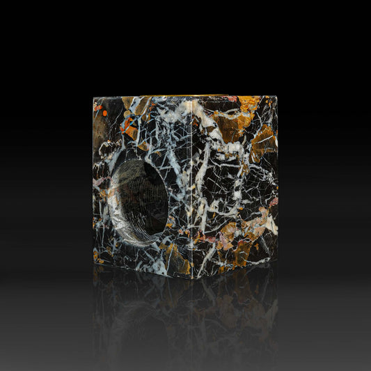 Serene Black and Gold Marble Tealight Burner – Stylish Home Decor