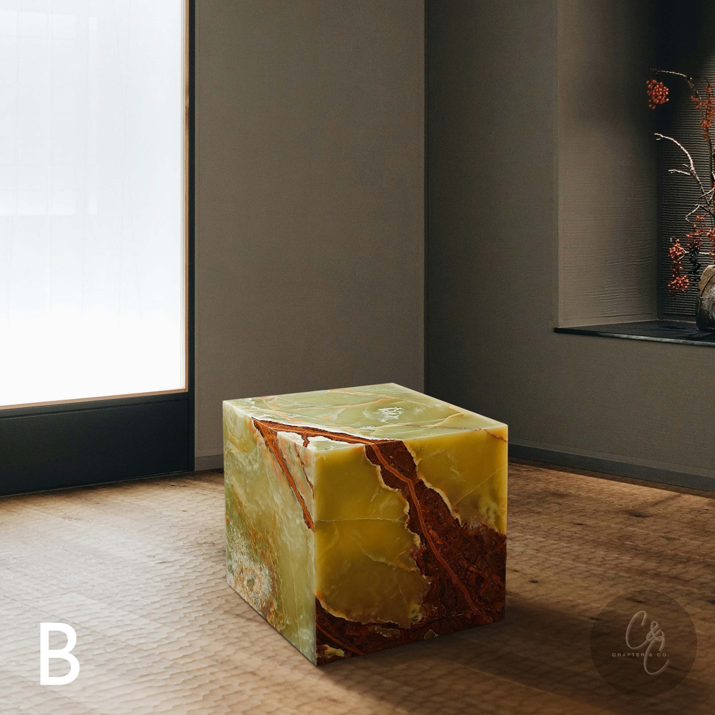 Cube Side Table - Green Onyx