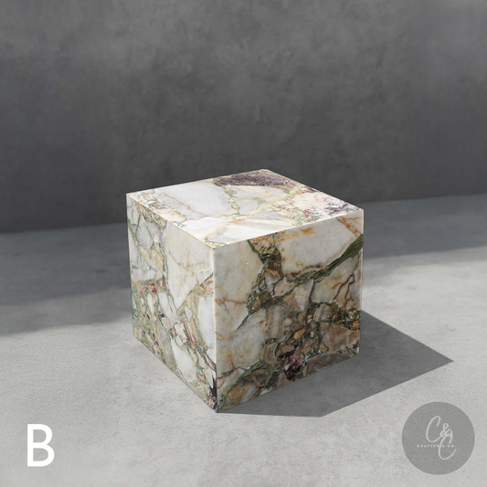 Cube Side Table - Breccia Capraia Marble