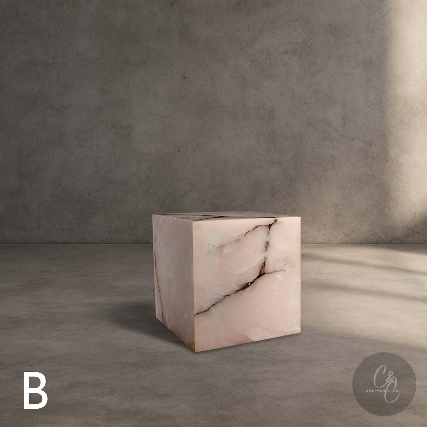 Cube Side Table - Pink Onyx