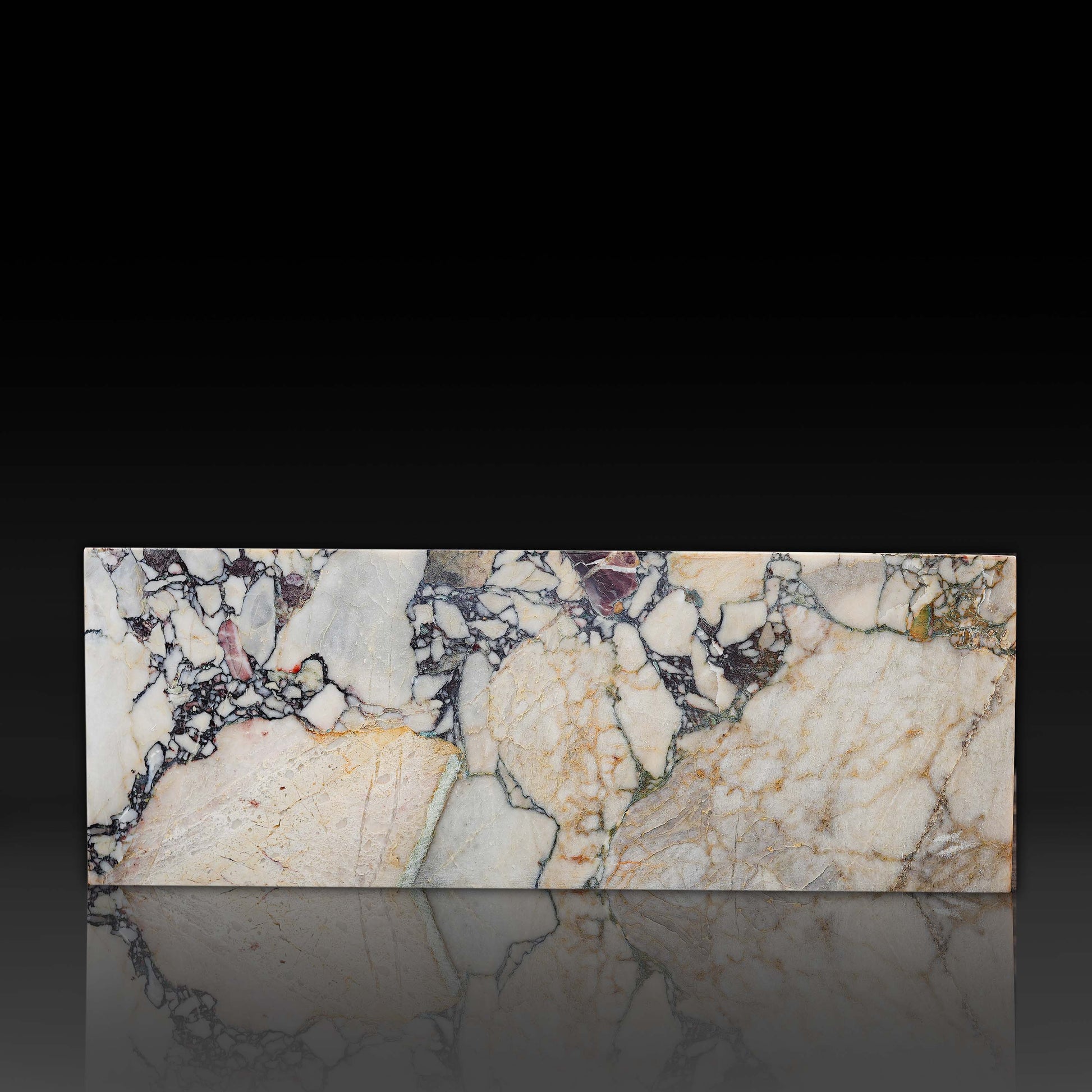 Front profile of the Small Block Coffee Table in Breccia Capraia Marble
