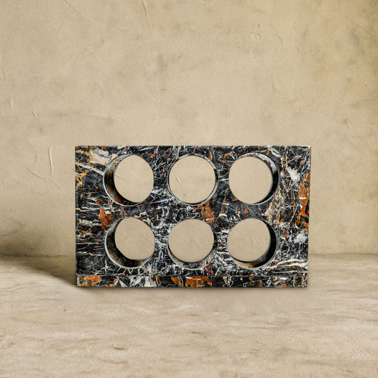 Elegant Quadrant Wine Rack – Black and Gold Marble