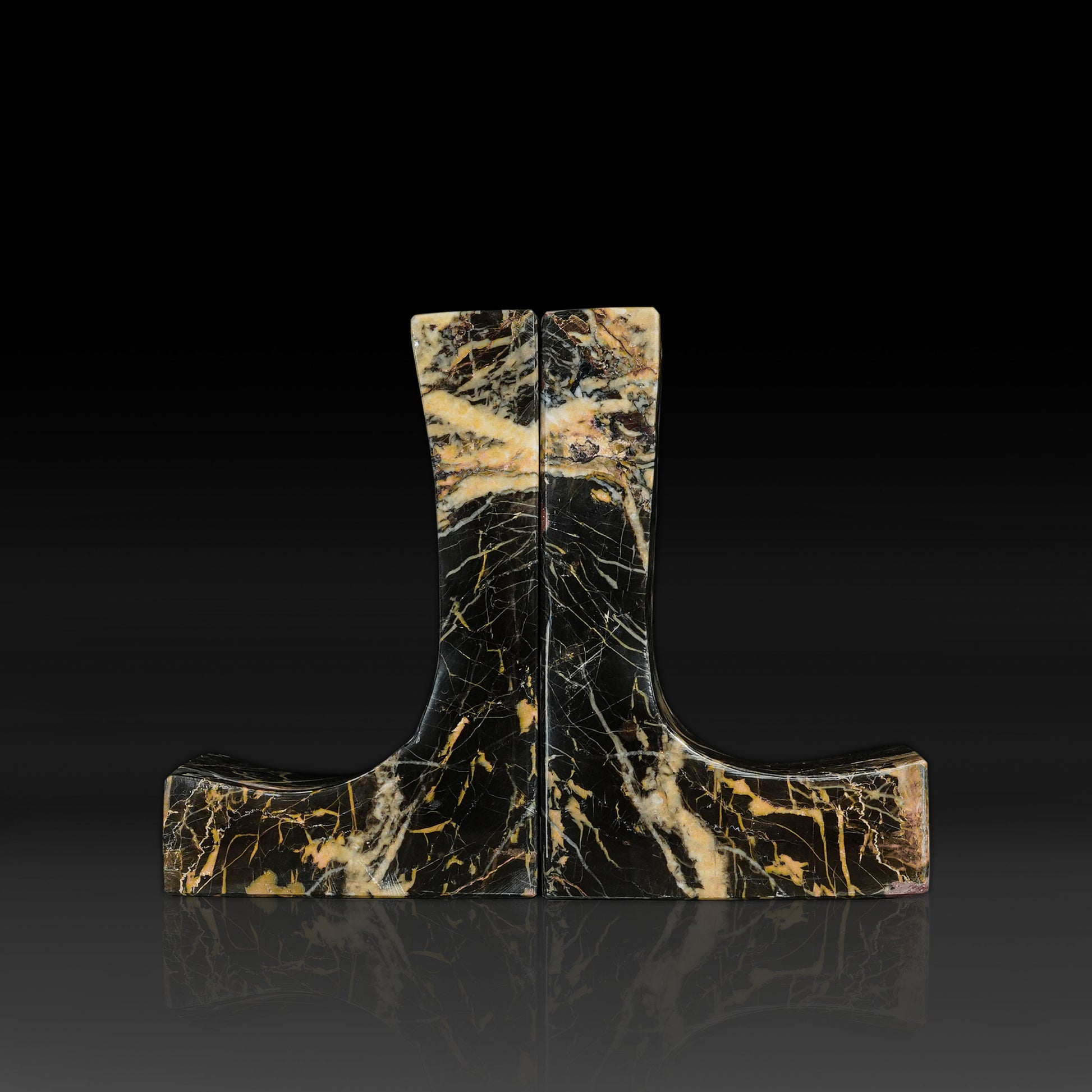 Luxury Black & Gold Marble Bookends for bookshelves and home offices