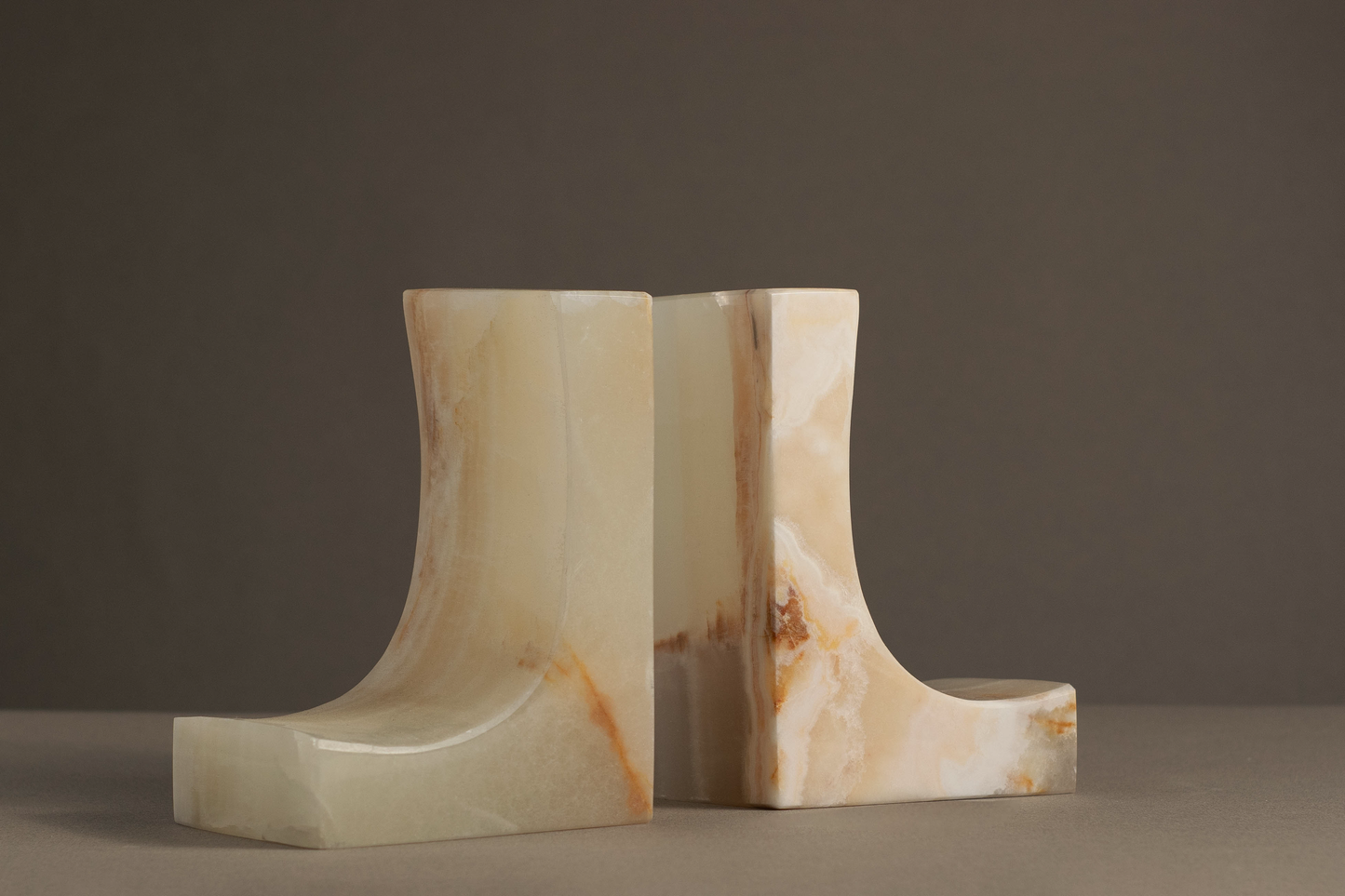Ascend White Onyx Bookends handcrafted from single solid pieces of natural onyx