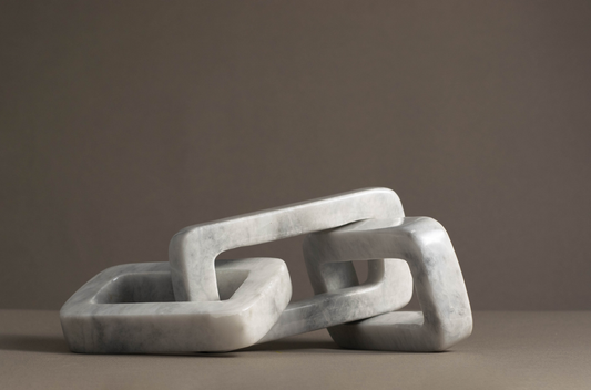 Handcrafted White Marble Chain Link for coffee table styling.