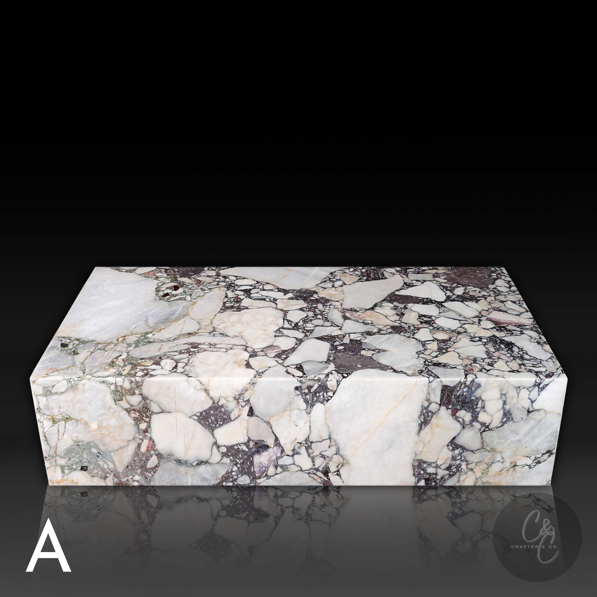 Large Block Breccia Capraia Marble Coffee Table front angle Variant A