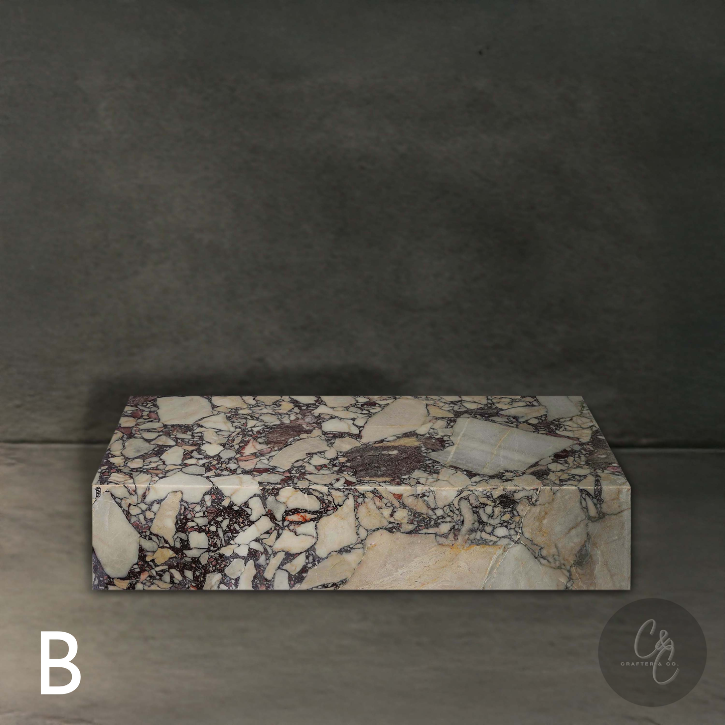 Large Block Breccia Capraia Marble Coffee Table front profile Variant B