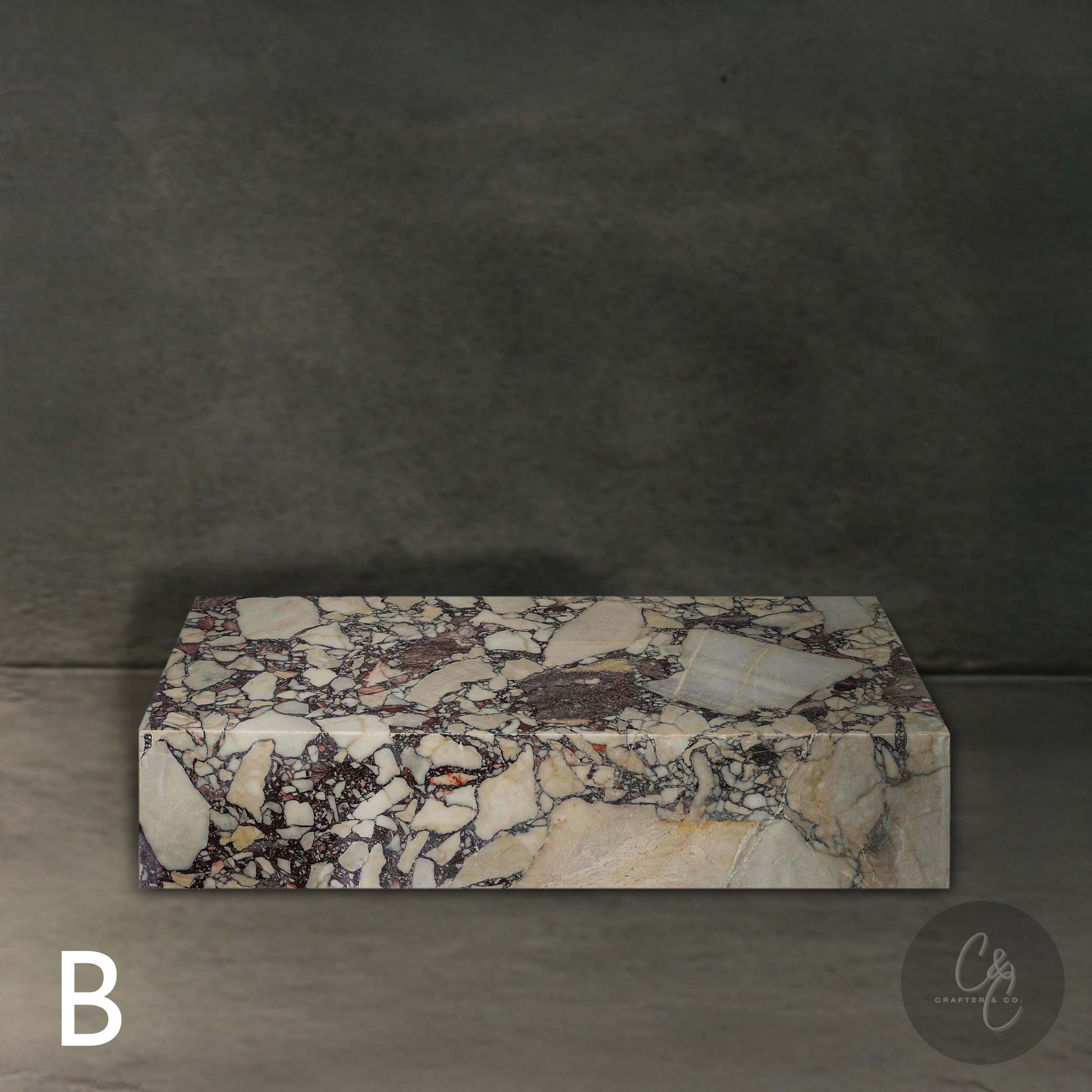 Large Block Breccia Capraia Marble Coffee Table front profile Variant B