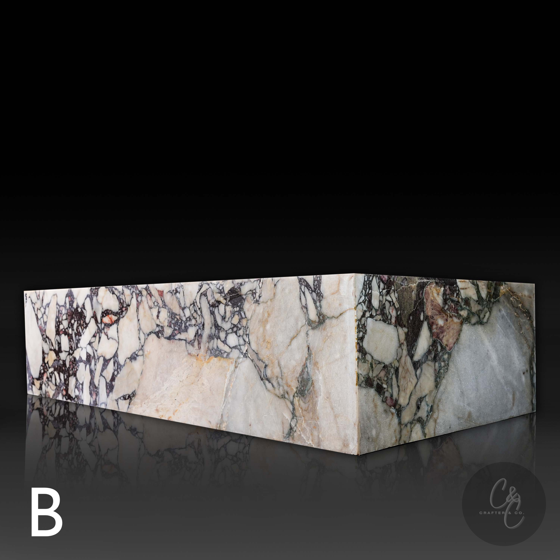 Large Block Breccia Capraia Marble Coffee Table side angle Variant B