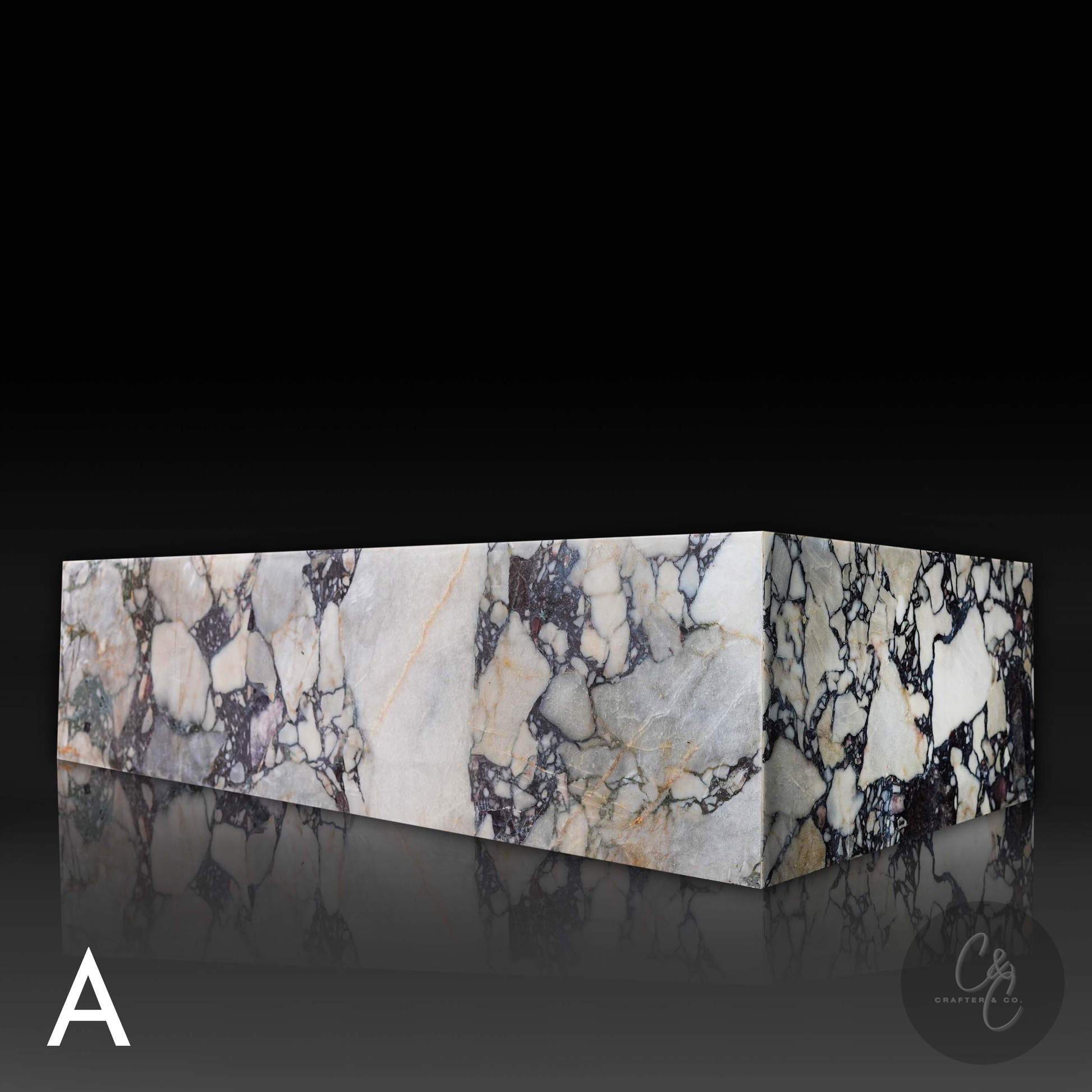 Large Block Breccia Capraia Marble Coffee Table side angle Variant A
