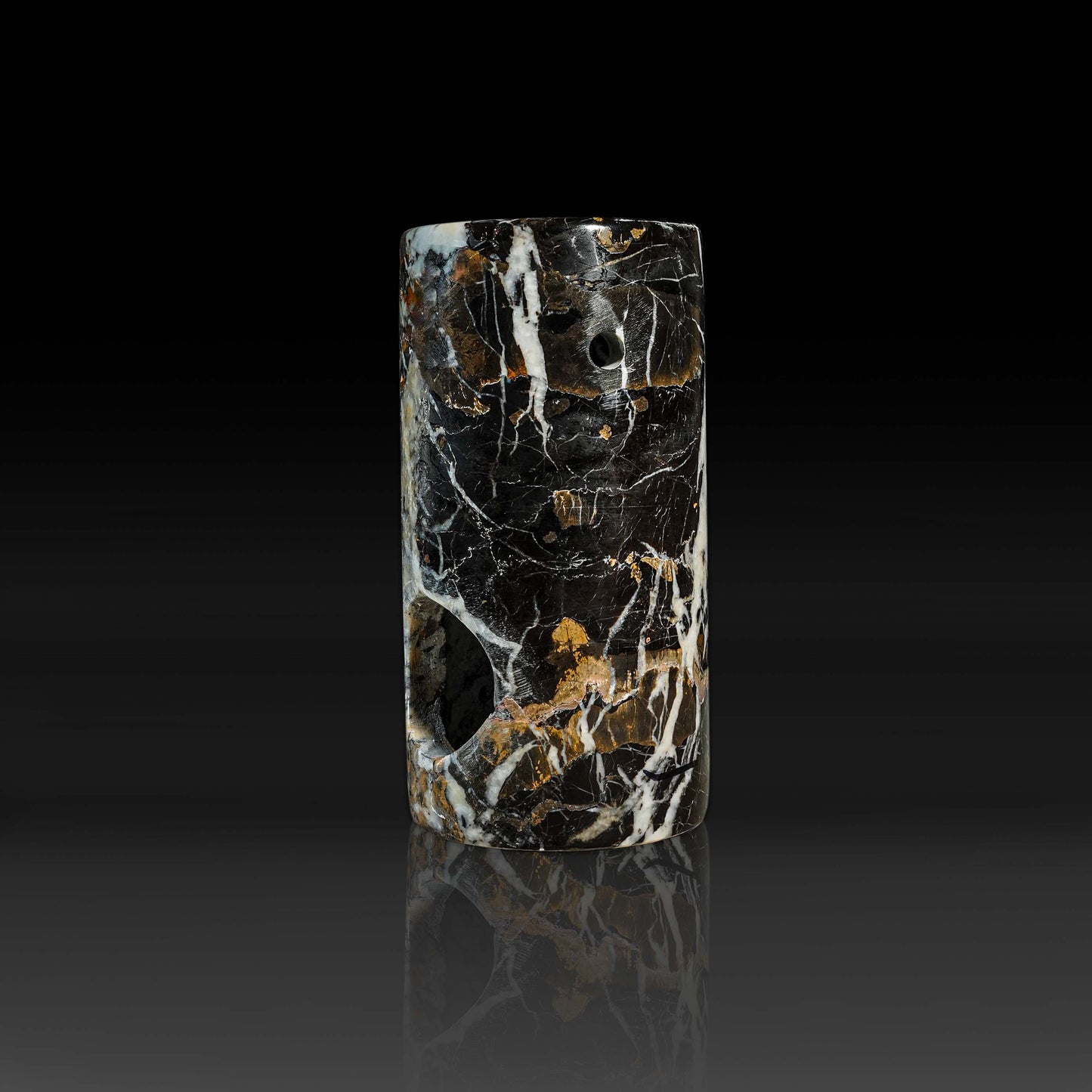 Black and Gold Marble Luma Stone Oil Burner angle view