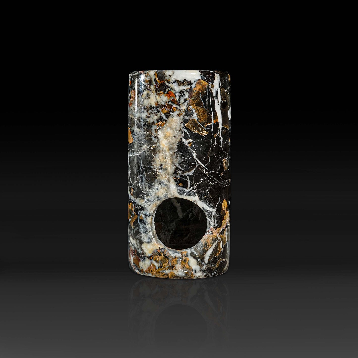 Luma Stone Oil Burner handcrafted from Black and Gold Marble.