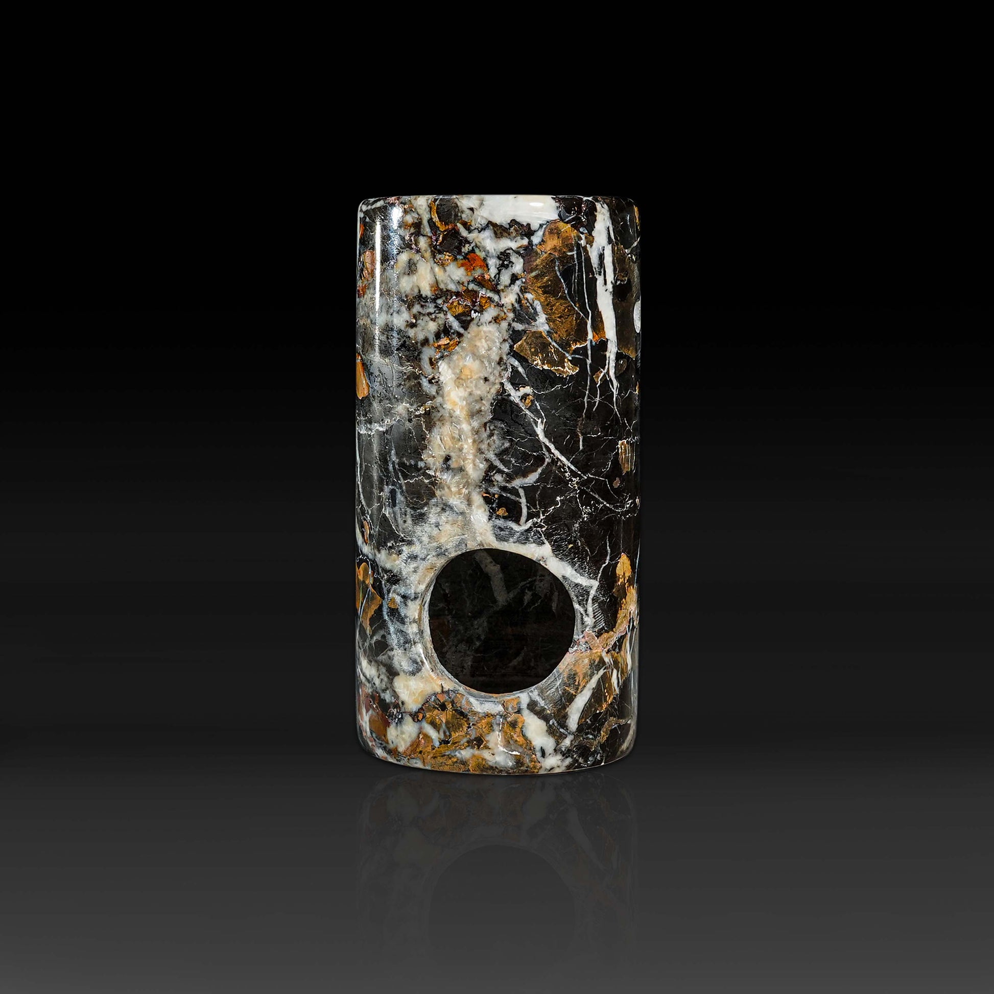 Luma Stone Oil Burner handcrafted from Black and Gold Marble.