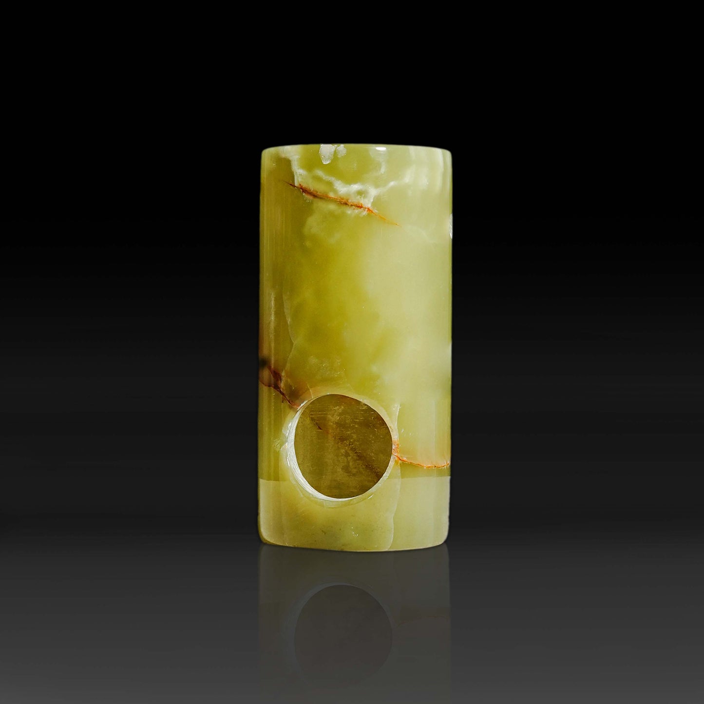Alt Text: Luma Stone Oil Burner handcrafted from Green Onyx.