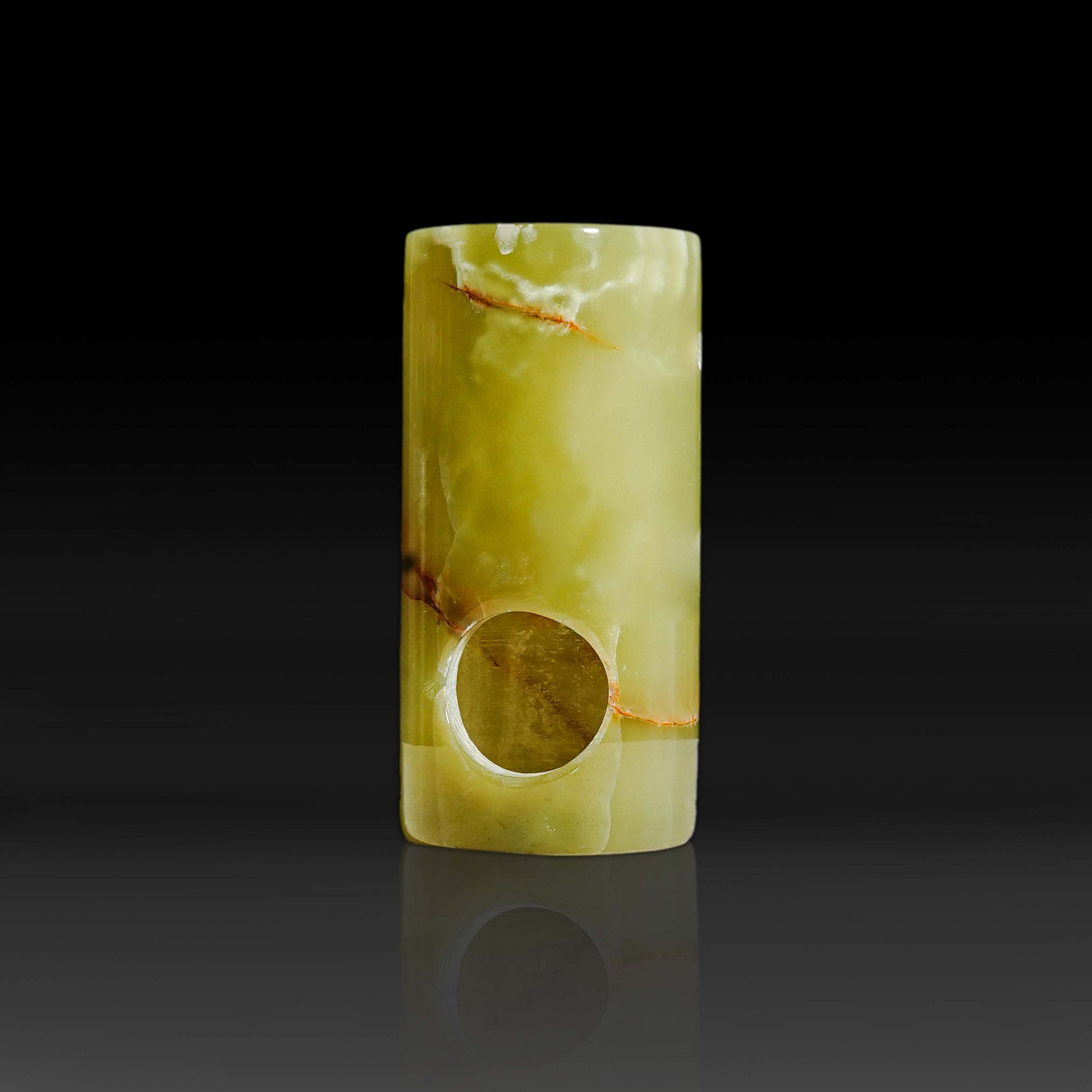 Alt Text: Luma Stone Oil Burner handcrafted from Green Onyx.