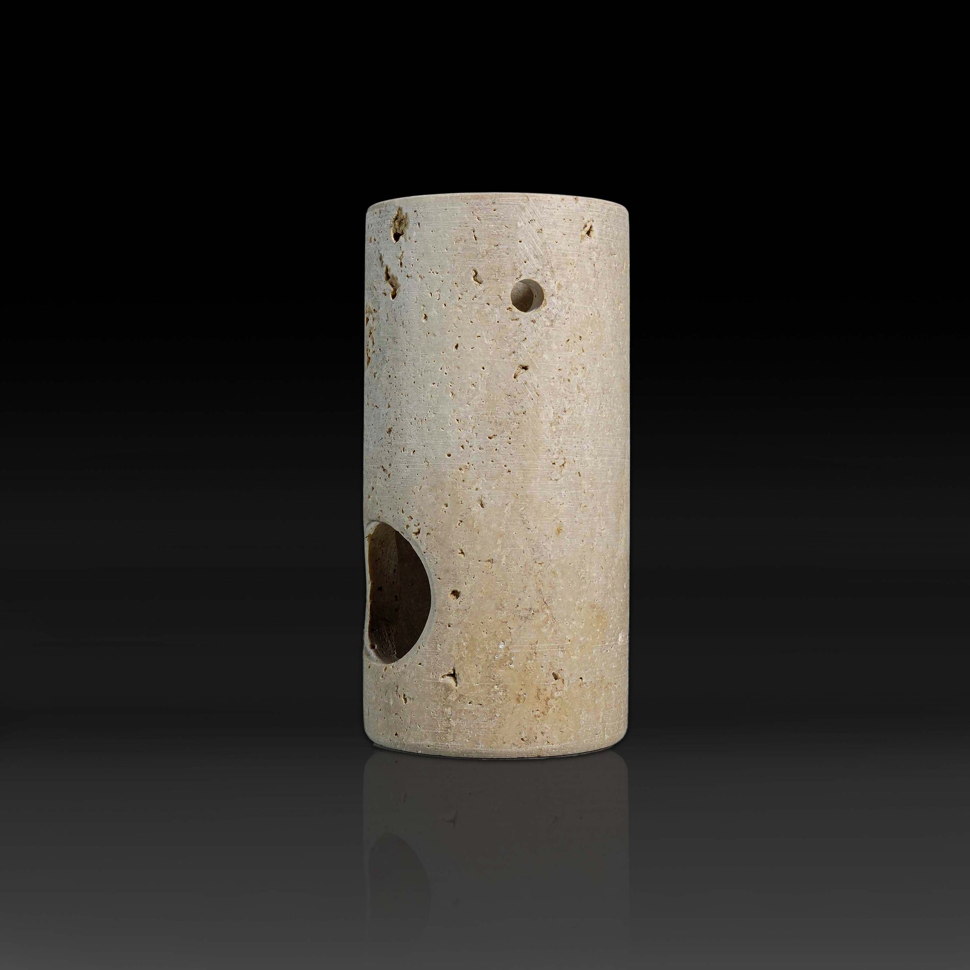 Travertine Luma Stone Oil Burner side view.