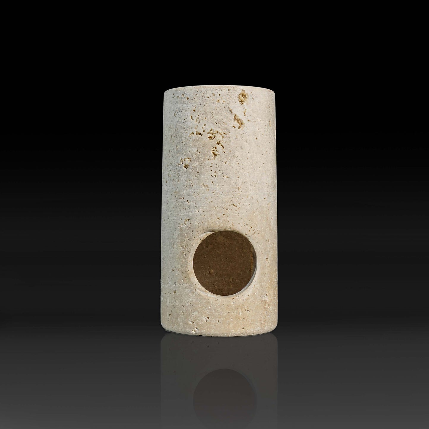 Luma Stone Oil Burner handcrafted from Travertine front view