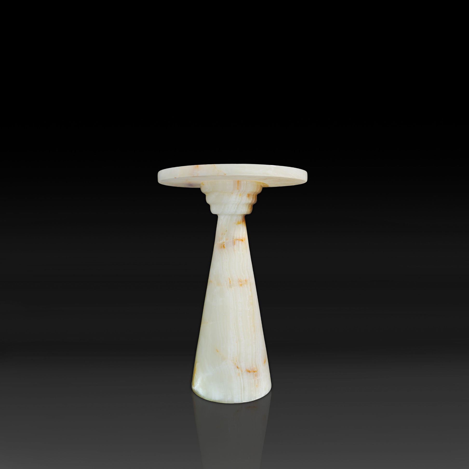 Luna White Onyx Side Table handcrafted from natural white onyx