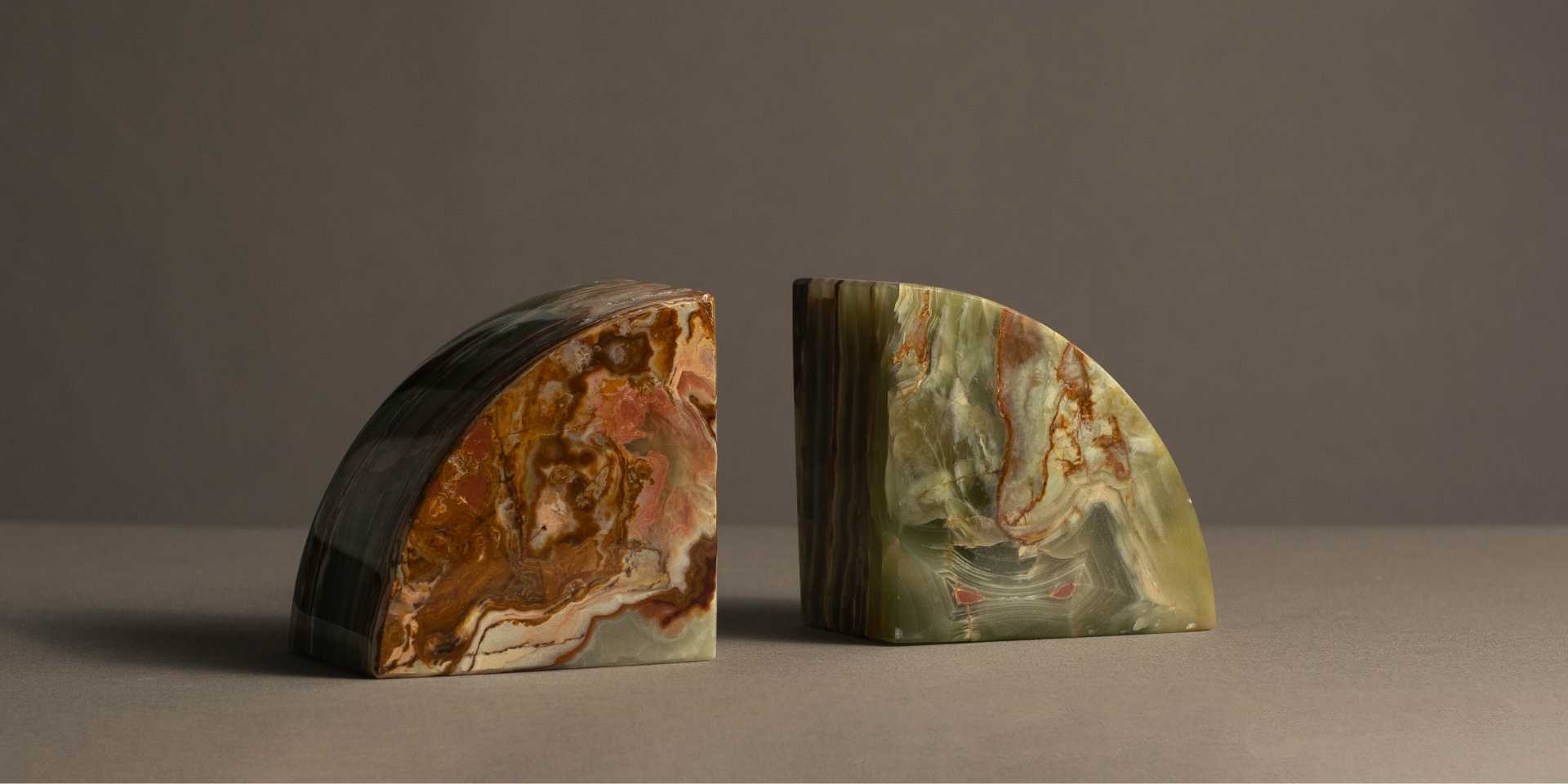 Luxury Maha Green Onyx Bookends handcrafted from natural stone by Crafter & Co.
