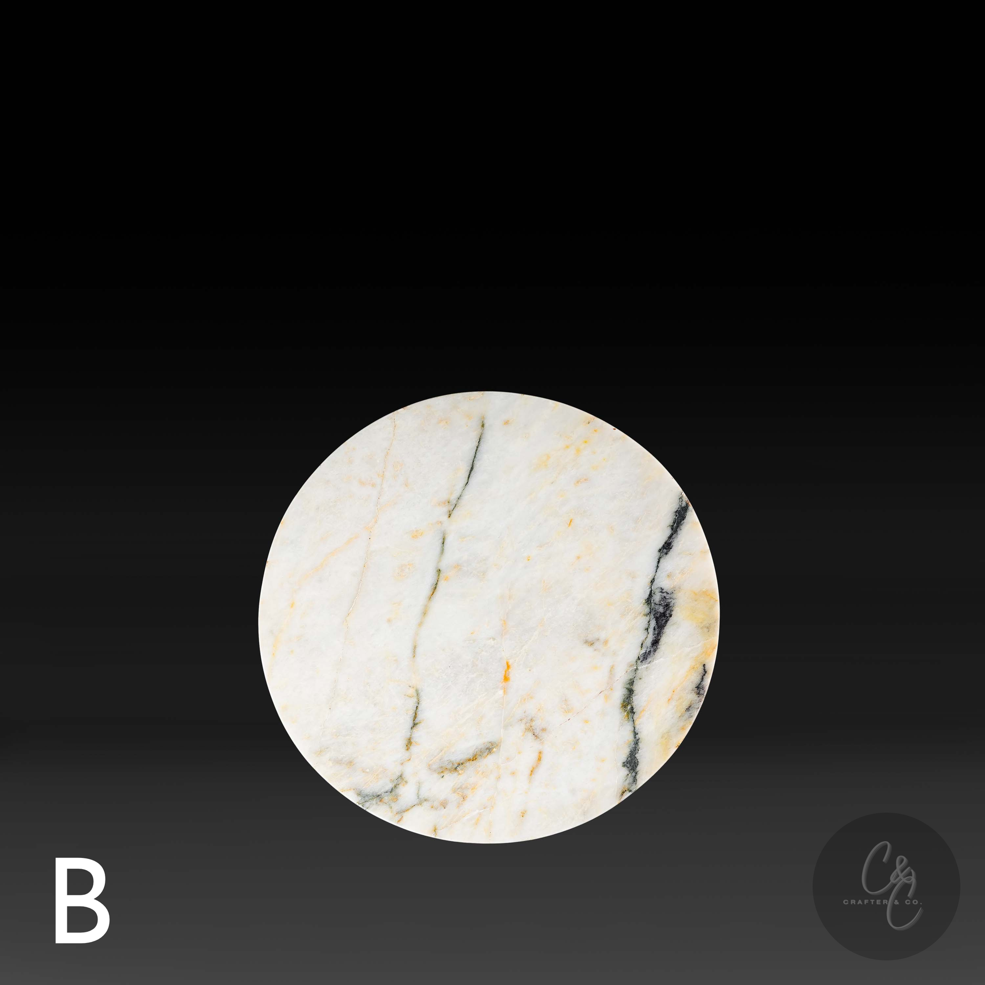 Round Cross Marble Side Table Calacatta Monet Variant B top view