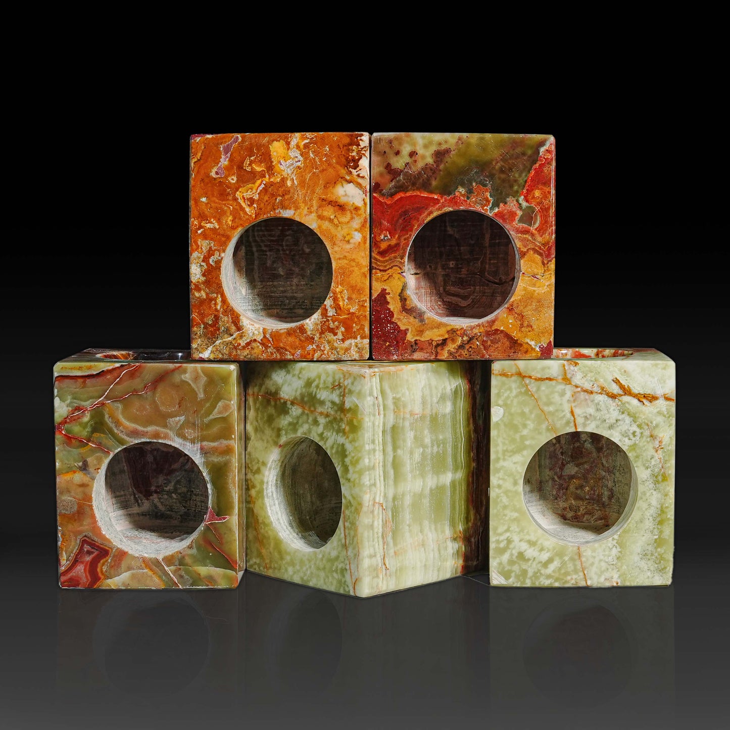 Serene Green Onyx oil burner showcasing natural colour and veining variations in genuine onyx stone.
