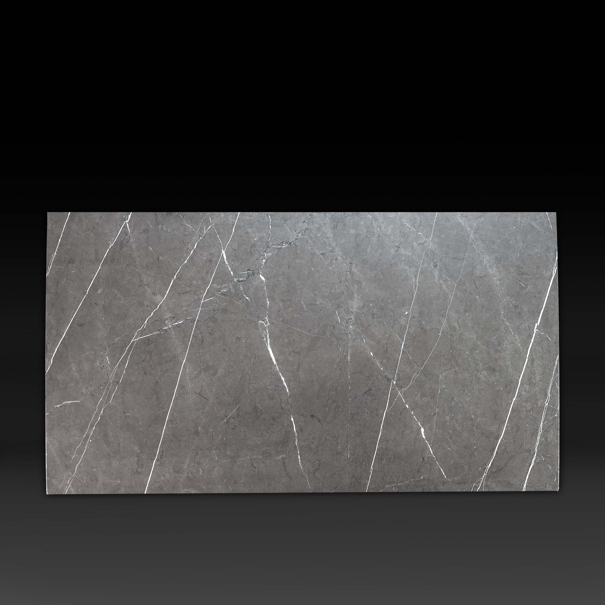 Top view of Small Block Nero Marquina Grey Marble Coffee Table showcasing natural grey marble veining and handcrafted stone finish