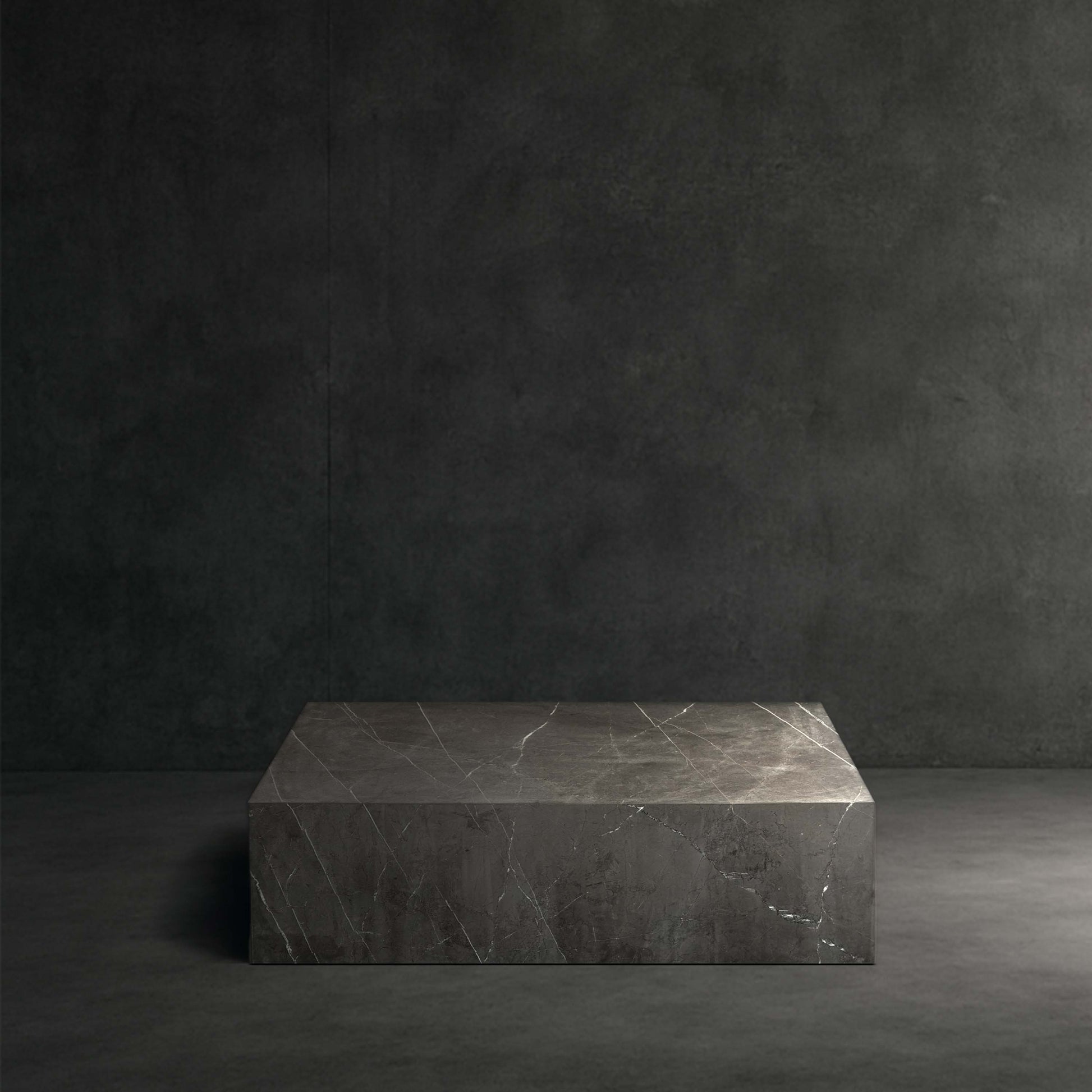 Small Block Nero Marquina Grey Marble Coffee Table handcrafted from premium natural stone