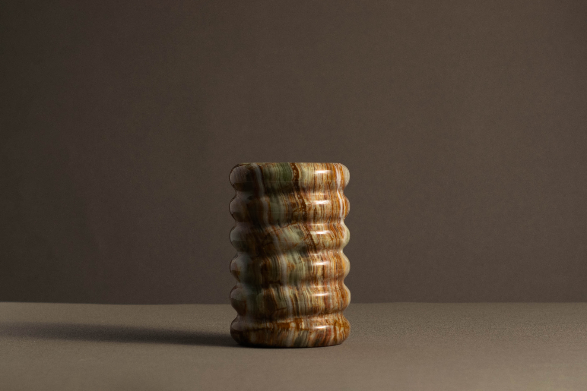Tidal Green Onyx Vase handcrafted from solid natural green onyx.